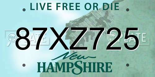 87XZ725 New Hampshire License Plate
