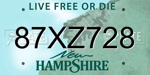 87XZ728 New Hampshire License Plate