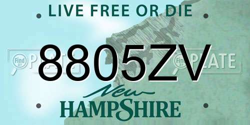 8805ZV New Hampshire License Plate