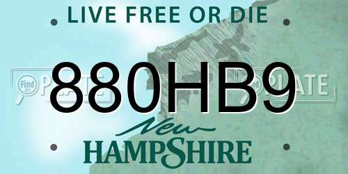880HB9 New Hampshire License Plate