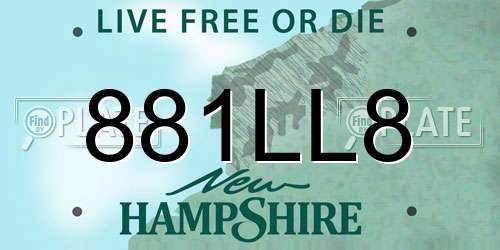 881LL8 New Hampshire License Plate
