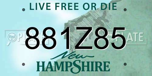 881Z85 New Hampshire License Plate