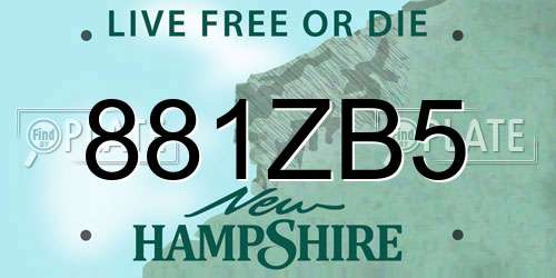 881ZB5 New Hampshire License Plate