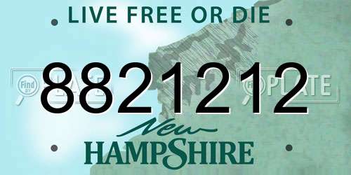 8821212 New Hampshire License Plate