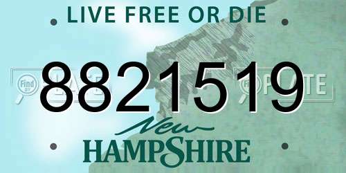 8821519 New Hampshire License Plate