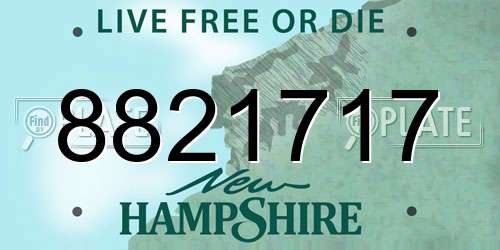 8821717 New Hampshire License Plate