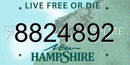 8824892 New Hampshire License Plate