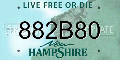 882B80 New Hampshire License Plate