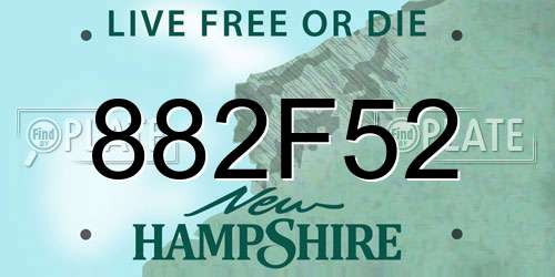 882F52 New Hampshire License Plate