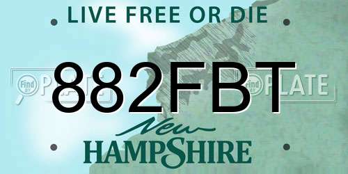 882FBT New Hampshire License Plate