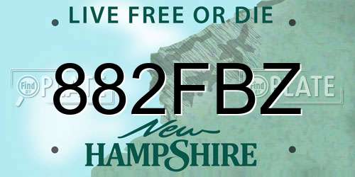 882FBZ New Hampshire License Plate