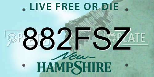 882FSZ New Hampshire License Plate