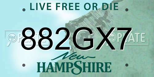 882GX7 New Hampshire License Plate