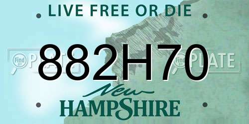 882H70 New Hampshire License Plate
