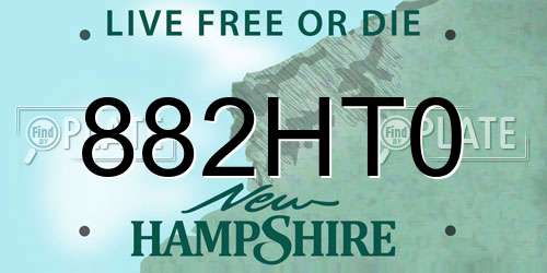 882HT0 New Hampshire License Plate