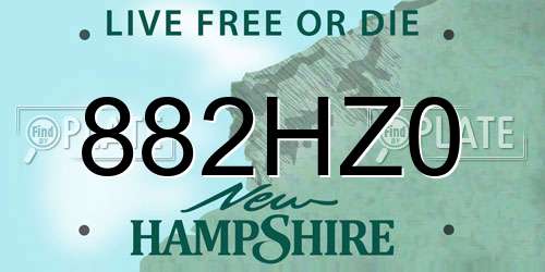 882HZ0 New Hampshire License Plate