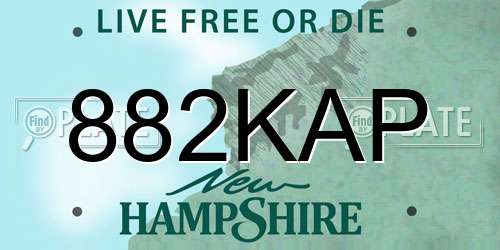 882KAP New Hampshire License Plate