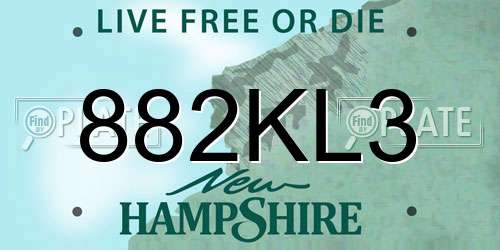 882KL3 New Hampshire License Plate
