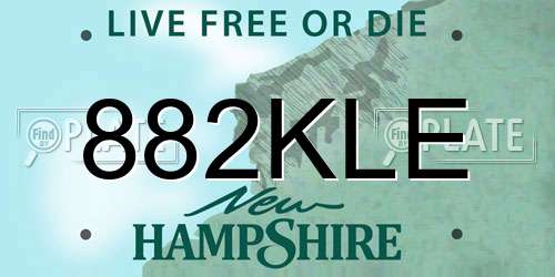 882KLE New Hampshire License Plate