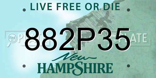 882P35 New Hampshire License Plate
