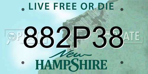 882P38 New Hampshire License Plate