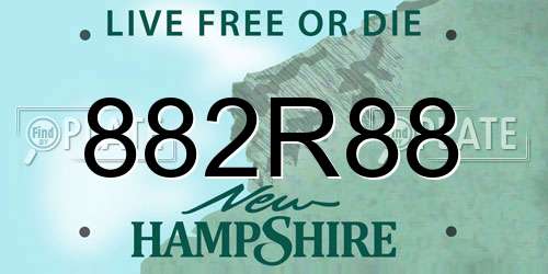 882R88 New Hampshire License Plate
