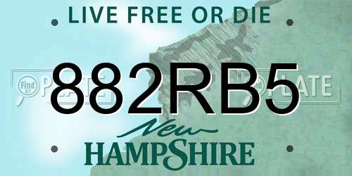 882RB5 New Hampshire License Plate