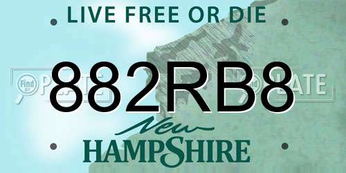 882RB8 New Hampshire License Plate