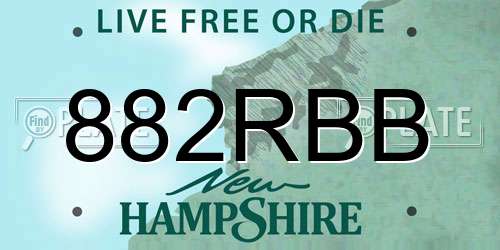 882RBB New Hampshire License Plate