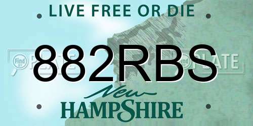 882RBS New Hampshire License Plate