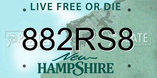 882RS8 New Hampshire License Plate
