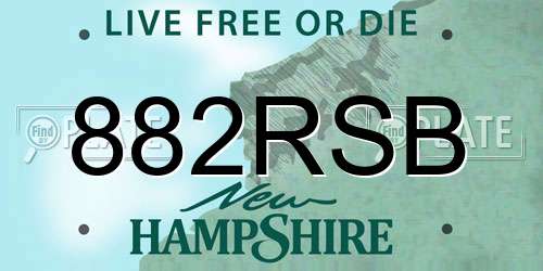 882RSB New Hampshire License Plate
