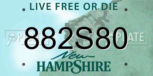 882S80 New Hampshire License Plate