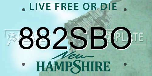 882SBO New Hampshire License Plate