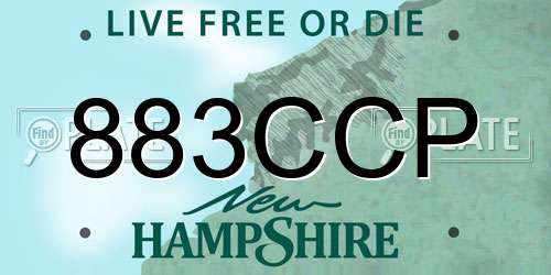 883CCP New Hampshire License Plate