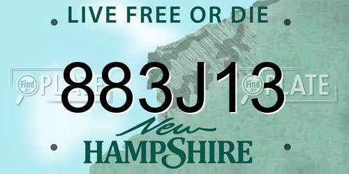 883J13 New Hampshire License Plate
