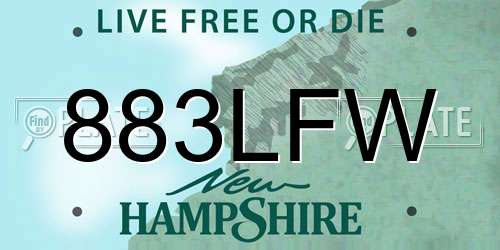 883LFW New Hampshire License Plate