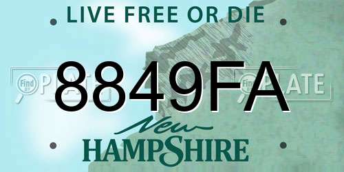 8849FA New Hampshire License Plate