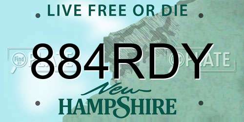 884RDY New Hampshire License Plate