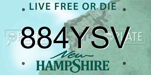884YSV New Hampshire License Plate