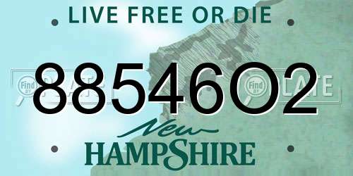 88546O2 New Hampshire License Plate