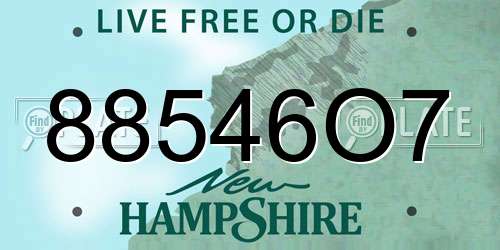 88546O7 New Hampshire License Plate