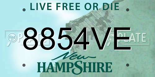 8854VE New Hampshire License Plate