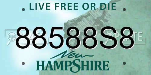 88588S8 New Hampshire License Plate