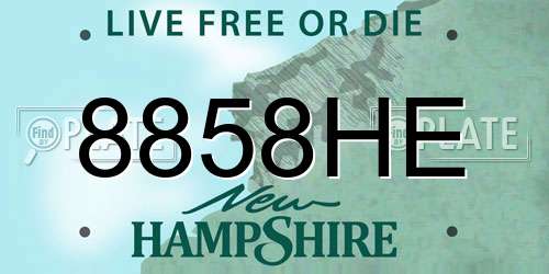 8858HE New Hampshire License Plate