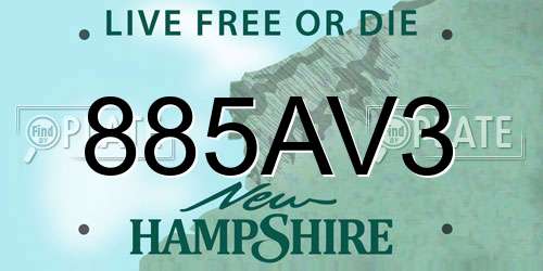 885AV3 New Hampshire License Plate