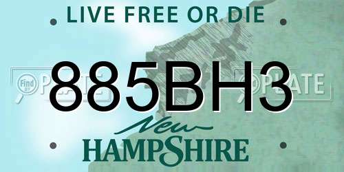885BH3 New Hampshire License Plate