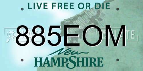 885EOM New Hampshire License Plate