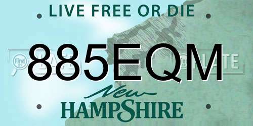 885EQM New Hampshire License Plate