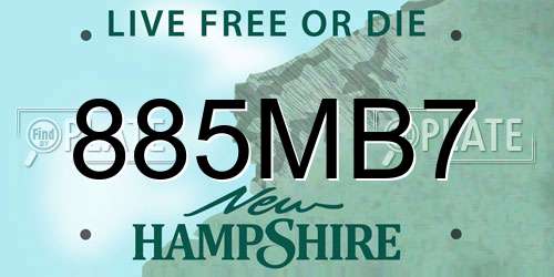 885MB7 New Hampshire License Plate